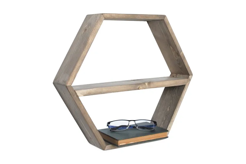 Evila Hexagonhylla - Trä - Förvaring - Hylla - Vägghylla