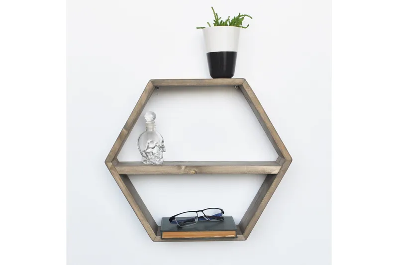 Evila Hexagonhylla - Trä - Förvaring - Hylla - Vägghylla