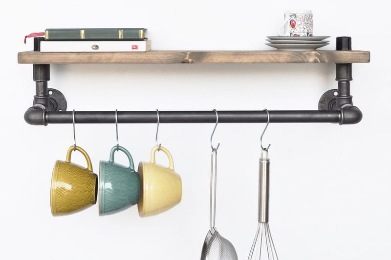 Evila Kökshylla Rör/Trä - Svart/Trä - Förvaring - Klädförvaring - Klädhängare - Klädställning