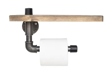 Evila Toapappershållare Rör/Trä - Svart/Trä - Hus & renovering - Kök & bad - Badrum - Badrumstillbehör - Toalettpappershållare