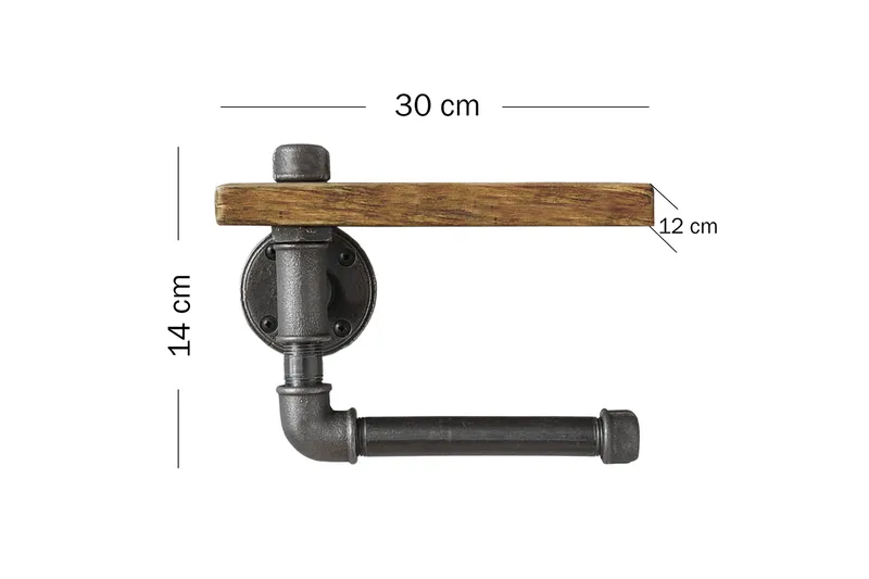 Evila Toapappershållare Rör/Trä - Svart/Trä - Hus & renovering - Kök & bad - Badrum - Badrumstillbehör - Toalettpappershållare
