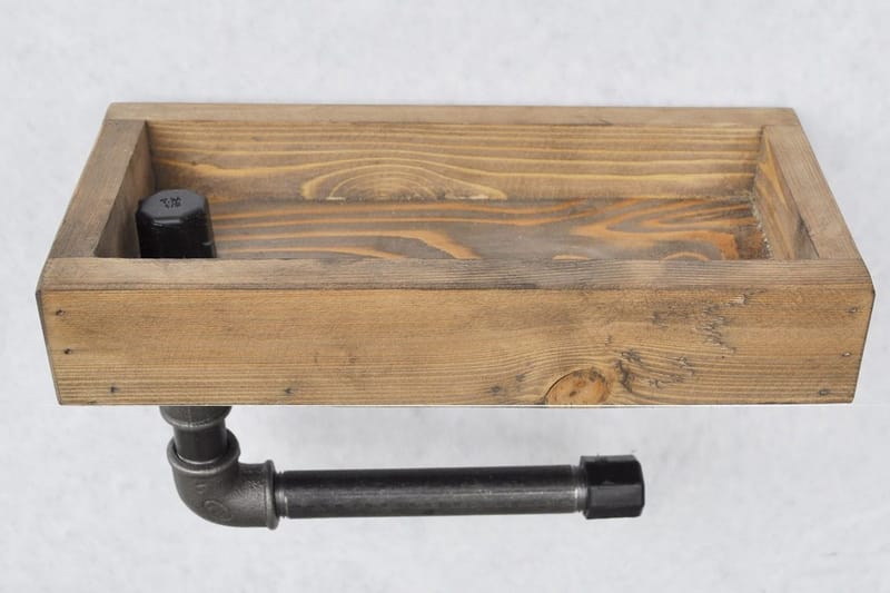 Evila Toapappershållare Rör/Trä - Trä/Svart - Hus & renovering - Kök & bad - Badrum - Badrumstillbehör - Toalettpappershållare