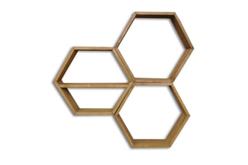 Evila Vägghylla 3 Hexagoner - Trä - Förvaring - Hylla - Vägghylla