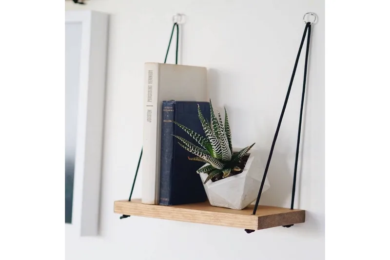 Evila Vägghylla med Rep 40 cm i Trä med Ekutseende - Beige - Förvaring - Hylla - Vägghylla