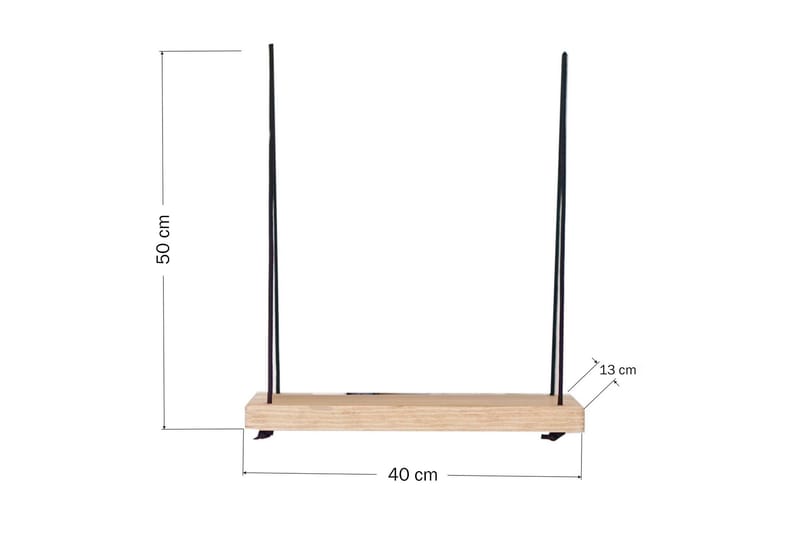Evila Vägghylla med Rep 40 cm i Trä med Ekutseende - Beige - Förvaring - Hylla - Vägghylla