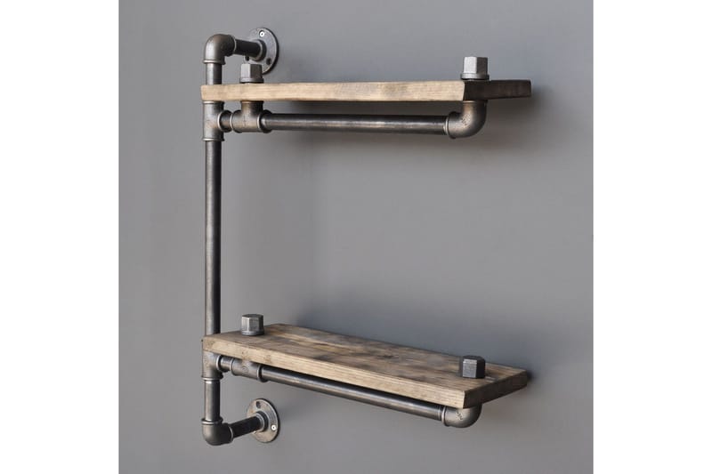 Evila Vägghylla Rör/Trä - Trä/Svart - Förvaring - Hylla - Vägghylla