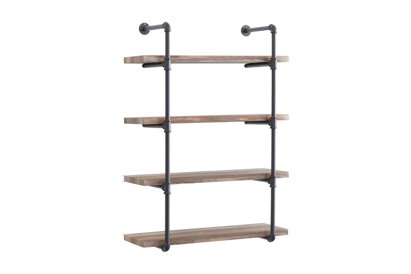 Evila Vägghylla Rör/Trä, Trä/Svart