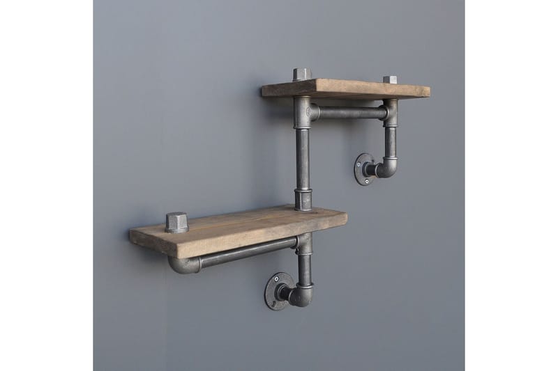 Evila Vägghylla Rör/Trä - Trä/Svart - Förvaring - Hylla - Vägghylla