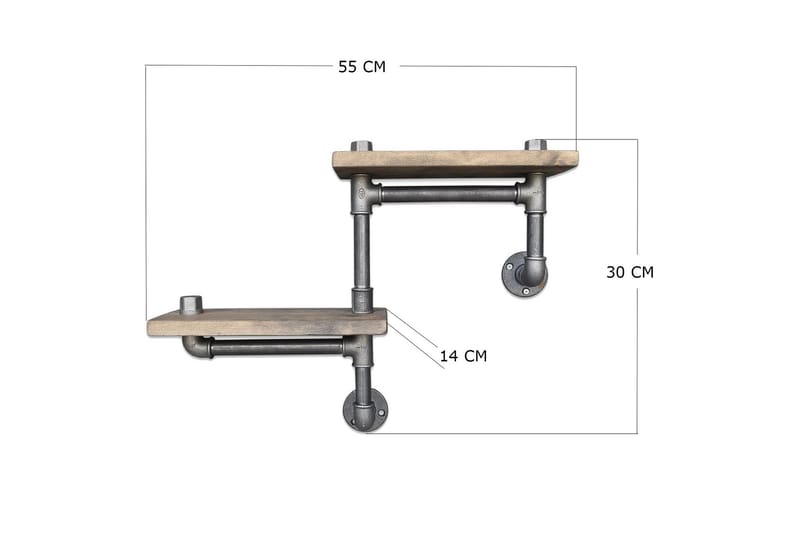 Evila Vägghylla Rör/Trä - Trä/Svart - Förvaring - Hylla - Vägghylla