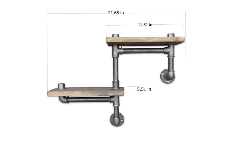 Evila Vägghylla Rör/Trä - Trä/Svart - Förvaring - Hylla - Vägghylla