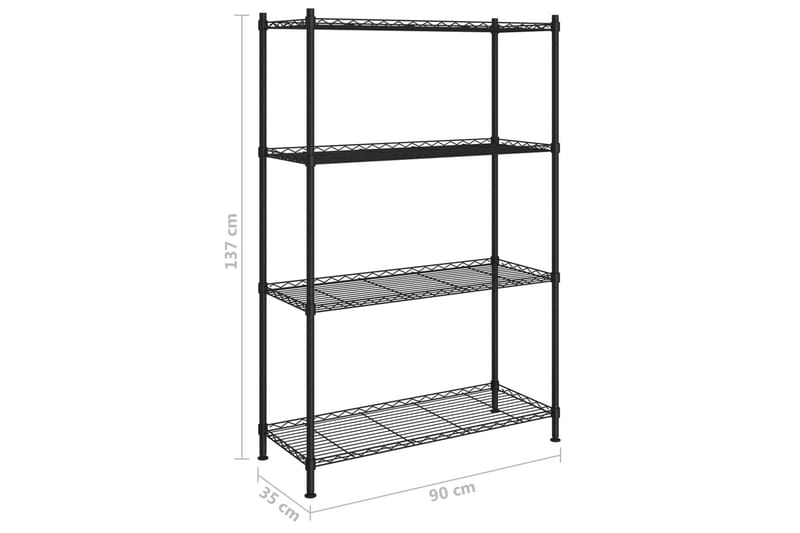Förvaringshylla med 4 hyllplan 90x35x137 cm svart 200 kg - Svart - Förvaring - Hylla - Vägghylla