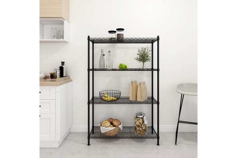 Förvaringshylla med 4 hyllplan 90x35x137 cm svart 200 kg - Svart - Förvaring - Hylla - Vägghylla