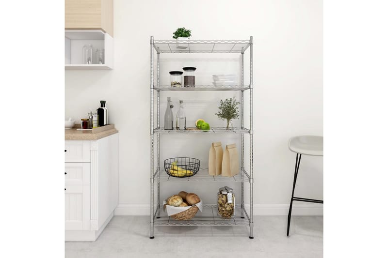 Förvaringshylla med 5 hyllplan 90x35x180 cm krom 250 kg - Silver - Förvaring - Hylla - Vägghylla