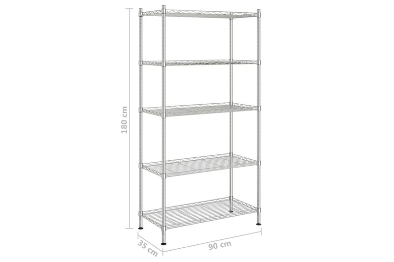 Förvaringshylla med 5 hyllplan 90x35x180 cm krom 250 kg - Silver - Förvaring - Hylla - Vägghylla