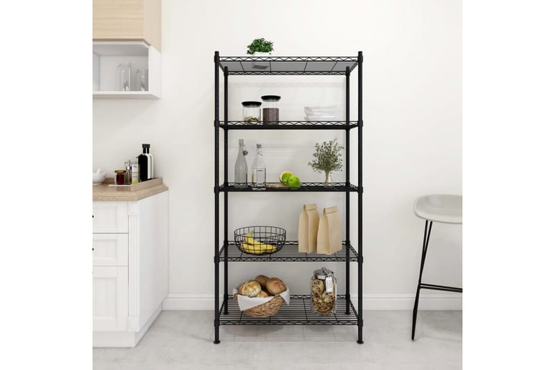 Förvaringshylla med 5 hyllplan 90x35x180 cm svart 250 kg - Svart - Förvaring - Hylla - Vägghylla