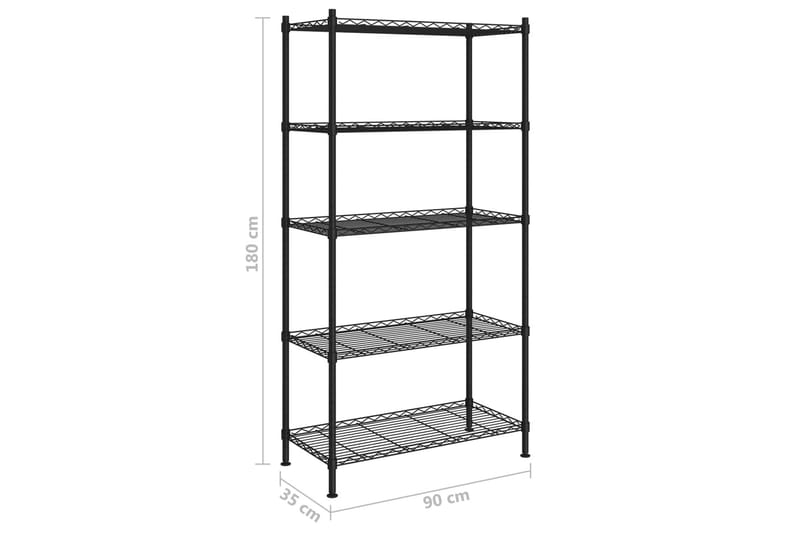 Förvaringshylla med 5 hyllplan 90x35x180 cm svart 250 kg - Svart - Vägghylla