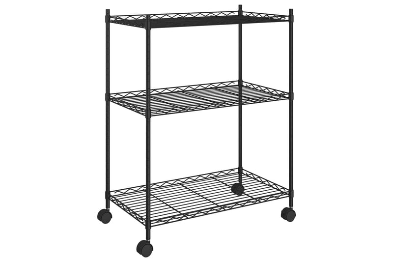 Förvaringshylla med hjul 3 hyllplan 60x35x81 svart 150 kg - Svart - Förvaring - Hylla - Vägghylla