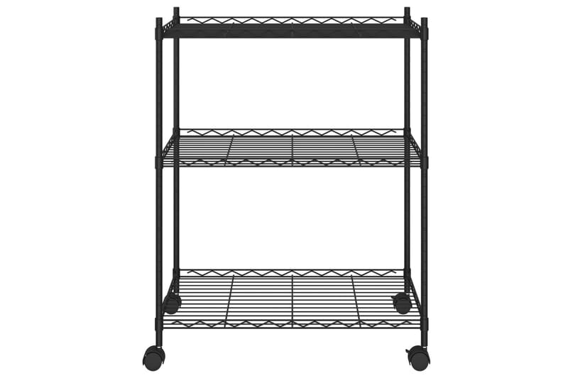 Förvaringshylla med hjul 3 hyllplan 60x35x81 svart 150 kg - Svart - Förvaring - Hylla - Vägghylla