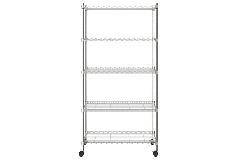 Förvaringshylla med hjul 5 hyllplan 75x35x155 cm krom 250 kg - Silver - Förvaring - Hylla - Vägghylla