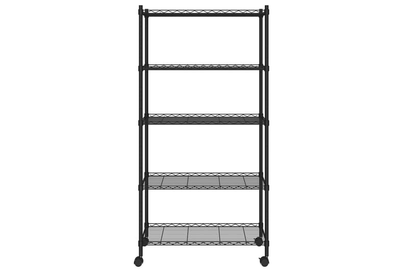 Förvaringshylla med hjul 5 hyllplan 75x35x155cm svart 250 kg - Svart - Förvaring - Hylla - Vägghylla
