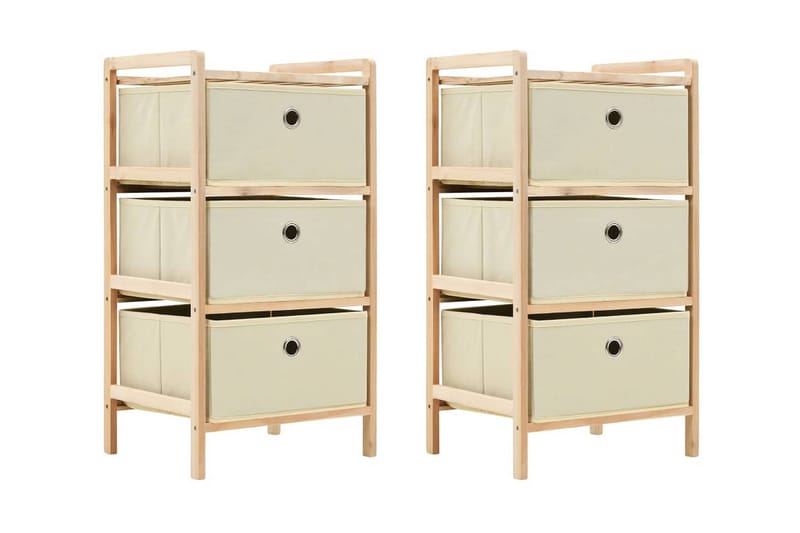 Förvaringshyllor 2 st med 3 tygkorgar cederträ beige - Beige - Förvaring - Hylla - Vägghylla