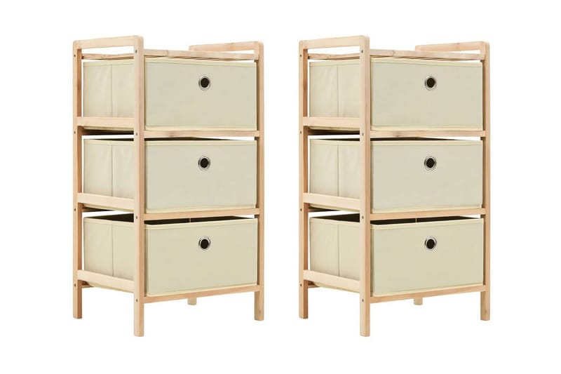 Förvaringshyllor 2 st med 3 tygkorgar cederträ beige - Beige - Vägghylla