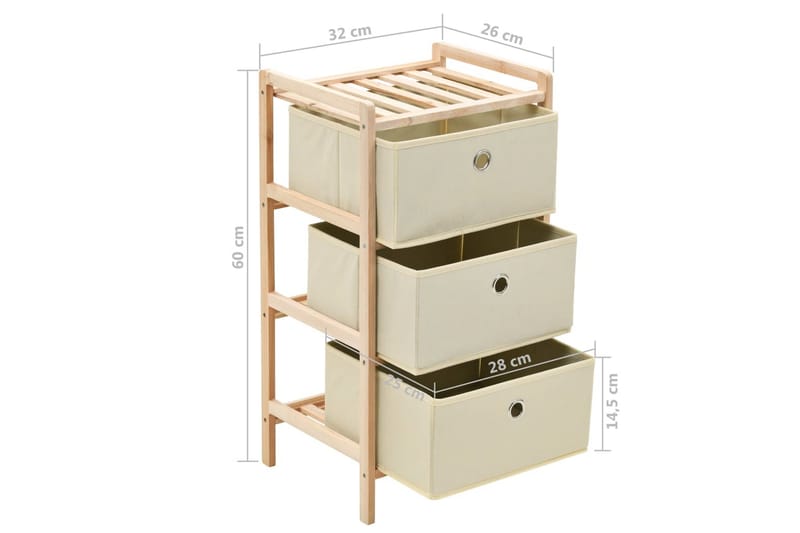 Förvaringshyllor 2 st med 3 tygkorgar cederträ beige - Beige - Förvaring - Hylla - Vägghylla