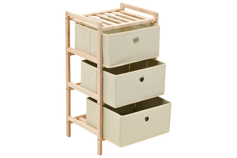 Förvaringshyllor 2 st med 3 tygkorgar cederträ beige - Beige - Vägghylla