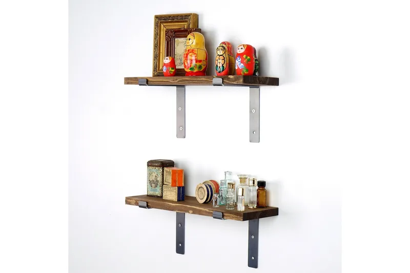 Fercho Vägghylla 40 cm - Svart/Valnöt - Förvaring - Hylla - Vägghylla