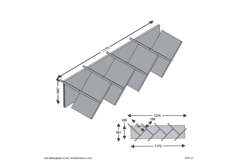 FMD Vägghylla geometrisk ek och svart - Flerfärgad - Förvaring - Hylla - Vägghylla