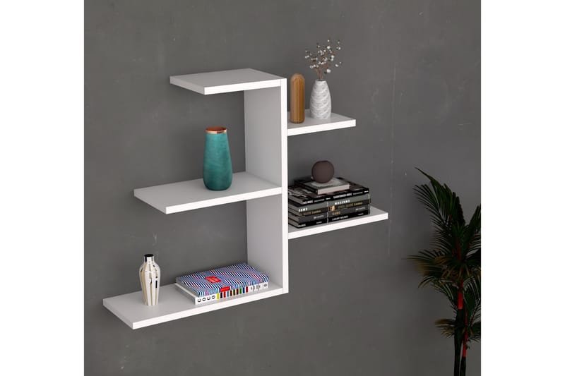 Giarone Vägghylla 82x20 cm 5 Hyllor - Vit - Förvaring - Hylla - Vägghylla