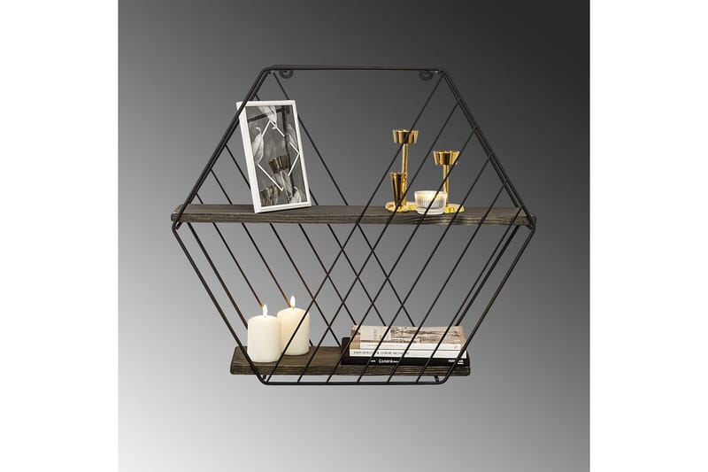 Gullugso Vägghylla 15x60 cm 2-pack - Svart/Valnöt - Förvaring - Hylla - Vägghylla