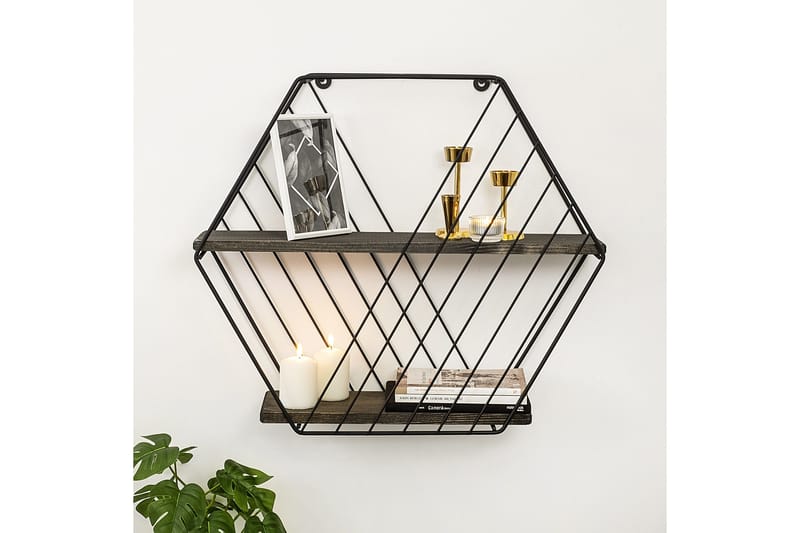 Gullugso Vägghylla 15x60 cm 2-pack - Svart/Valnöt - Förvaring - Hylla - Vägghylla