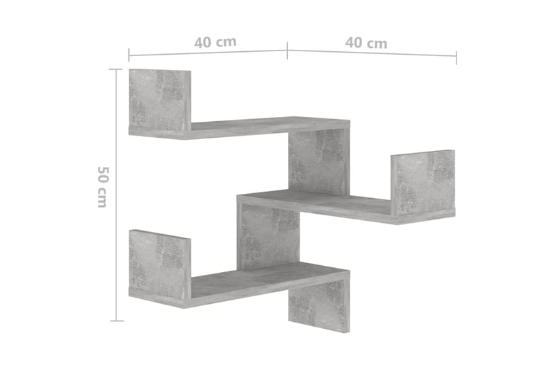 Vägghylla hörn betonggrå 40x40x50 cm spånskiva - Betonggrå - Förvaring - Hylla - Vägghylla