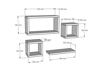 Havzan Vägghylla 44x15 cm 4 Hyllor - Vit - Förvaring - Hylla - Vägghylla