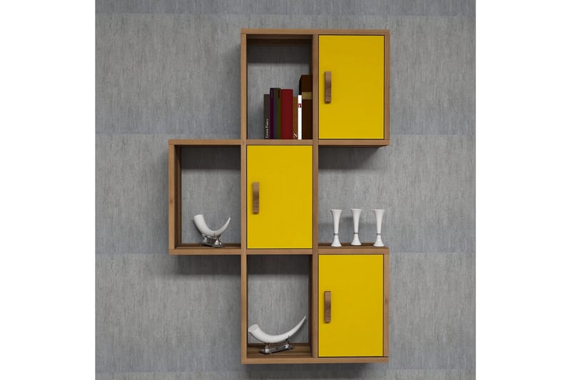 Hovdane Vägghylla 75 cm, Brun/Gul