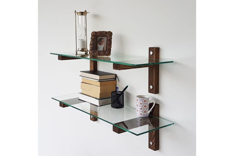 Ilano Vägghylla 85 cm - Brun/Glas - Förvaring - Hylla - Vägghylla