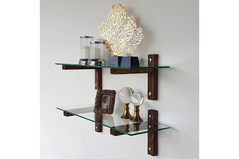 Ilano Vägghylla 85 cm - Brun/Glas - Förvaring - Hylla - Vägghylla