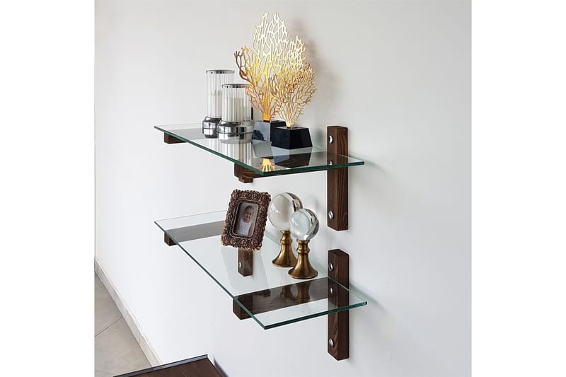 Ilano Vägghylla 85 cm - Brun/Glas - Förvaring - Hylla - Vägghylla
