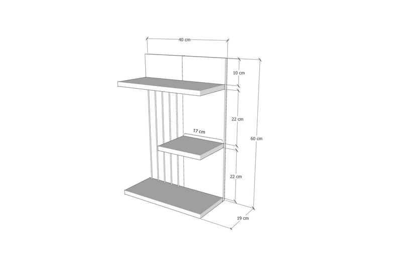 Jaennis Vägghylla 40x19 cm - Vit - Förvaring - Hylla - Vägghylla