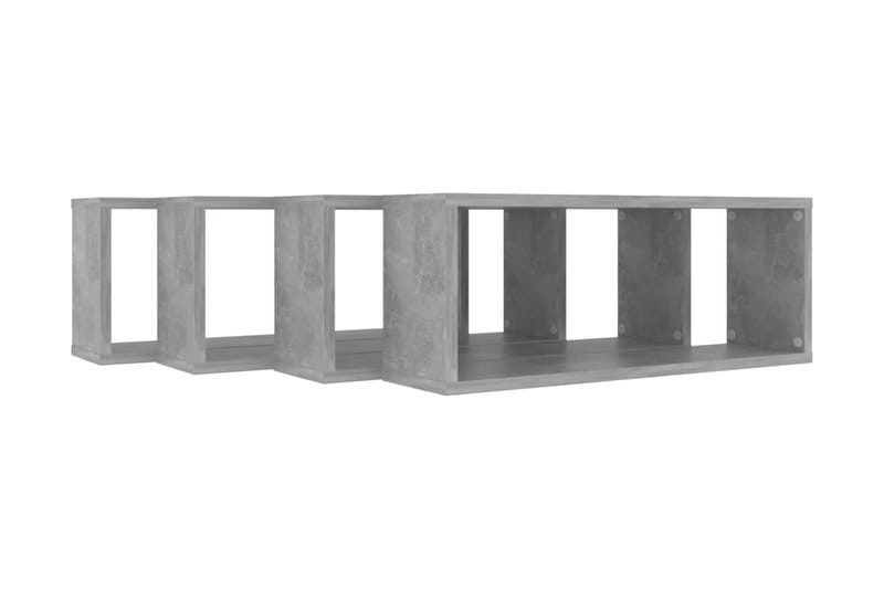 Vägghylla kubformad 4 st betonggrå 60x15x23 cm spånskiva - Betonggrå - Förvaring - Hylla - Vägghylla