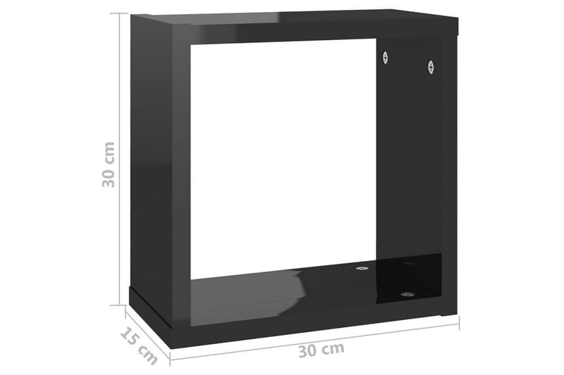 Vägghylla kubformad 4 st svart högglans 30x15x30 cm - Svart högglans - Vägghylla