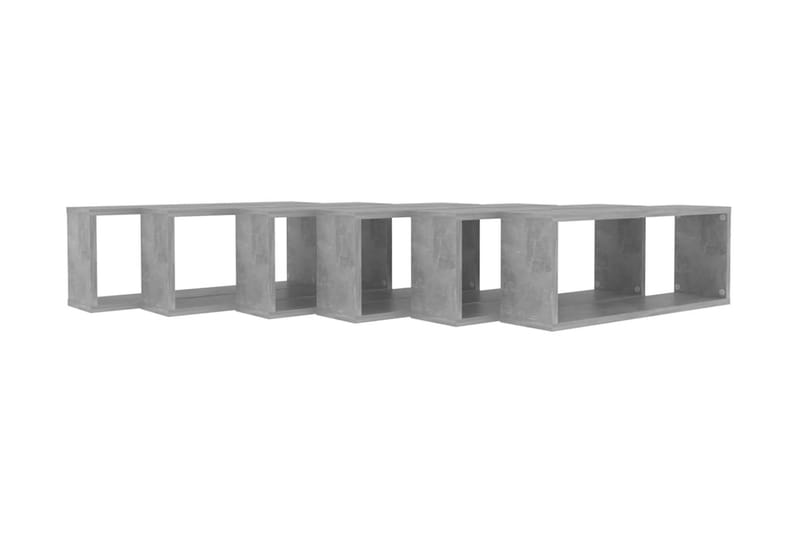 Vägghylla kubformad 6 st betonggrå 60x15x23 cm spånskiva - Betonggrå - Förvaring - Hylla - Vägghylla