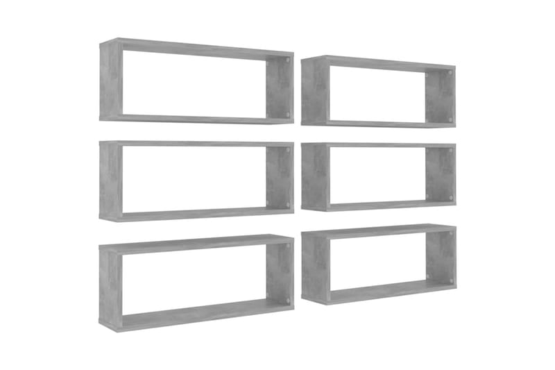 Vägghylla kubformad 6 st betonggrå 60x15x23 cm spånskiva - Betonggrå - Förvaring - Hylla - Vägghylla