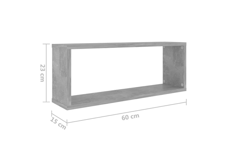 Vägghylla kubformad 6 st betonggrå 60x15x23 cm spånskiva - Betonggrå - Förvaring - Hylla - Vägghylla