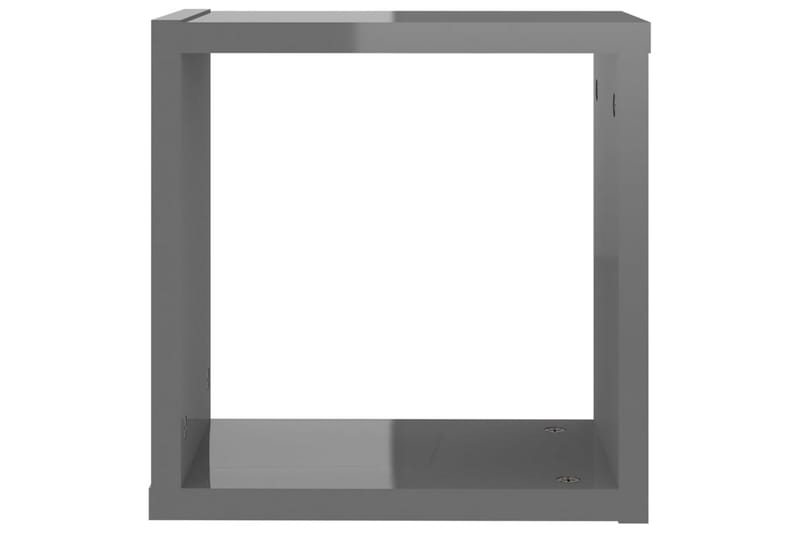 Vägghylla kubformad 6 st grå högglans 30x15x30 cm - Grå högglans - Vägghylla