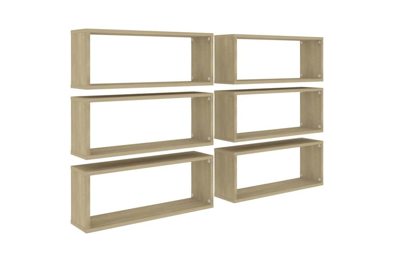 Vägghylla kubformad 6 st sonoma-ek 60x15x23 cm spånskiva - Ek - Förvaring - Hylla - Vägghylla