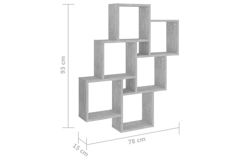 Vägghylla kubformad betonggrå 78x15x93 cm spånskiva - Grå - Vägghylla