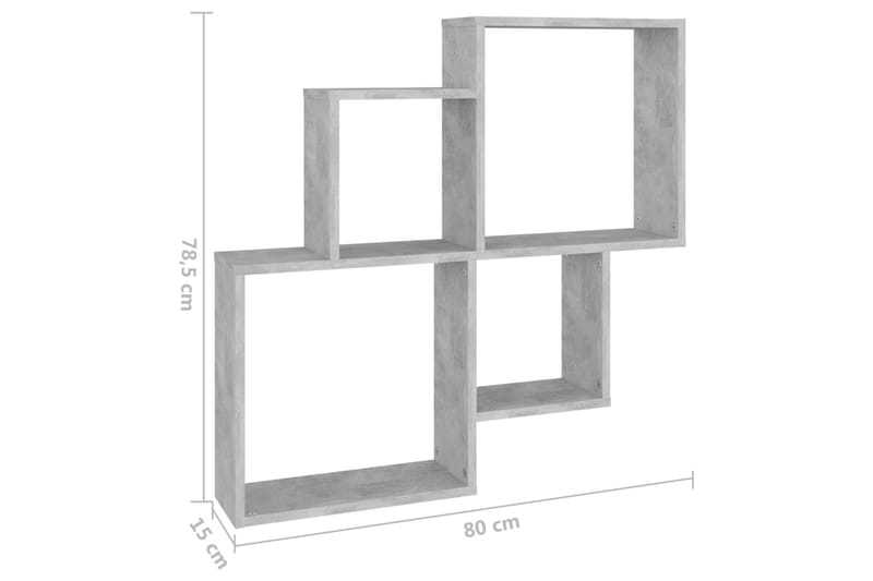 Vägghylla kubformad betonggrå 80x15x78,5 cm spånskiva - Betonggrå - Förvaring - Hylla - Vägghylla