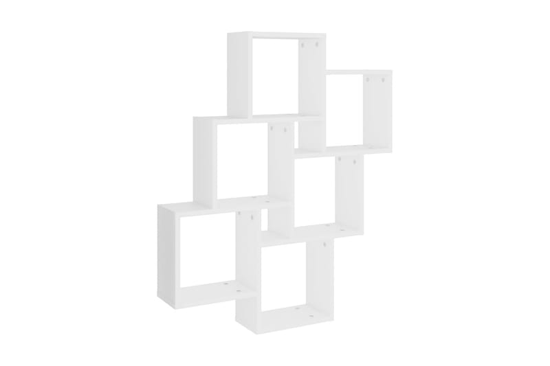 Vägghylla kubformad vit 78x15x93 cm spånskiva - Vit - Vägghylla